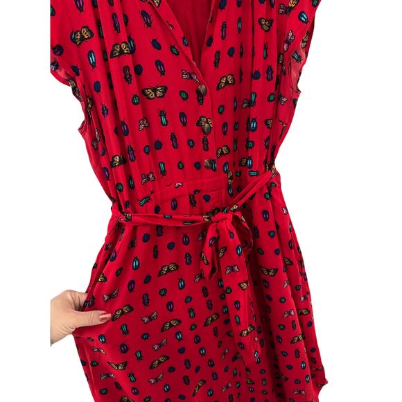 Anthropologie 31 of 52 Conversations Bug Print Shirt Dress Red Size 14 - Picture 11 of 12
